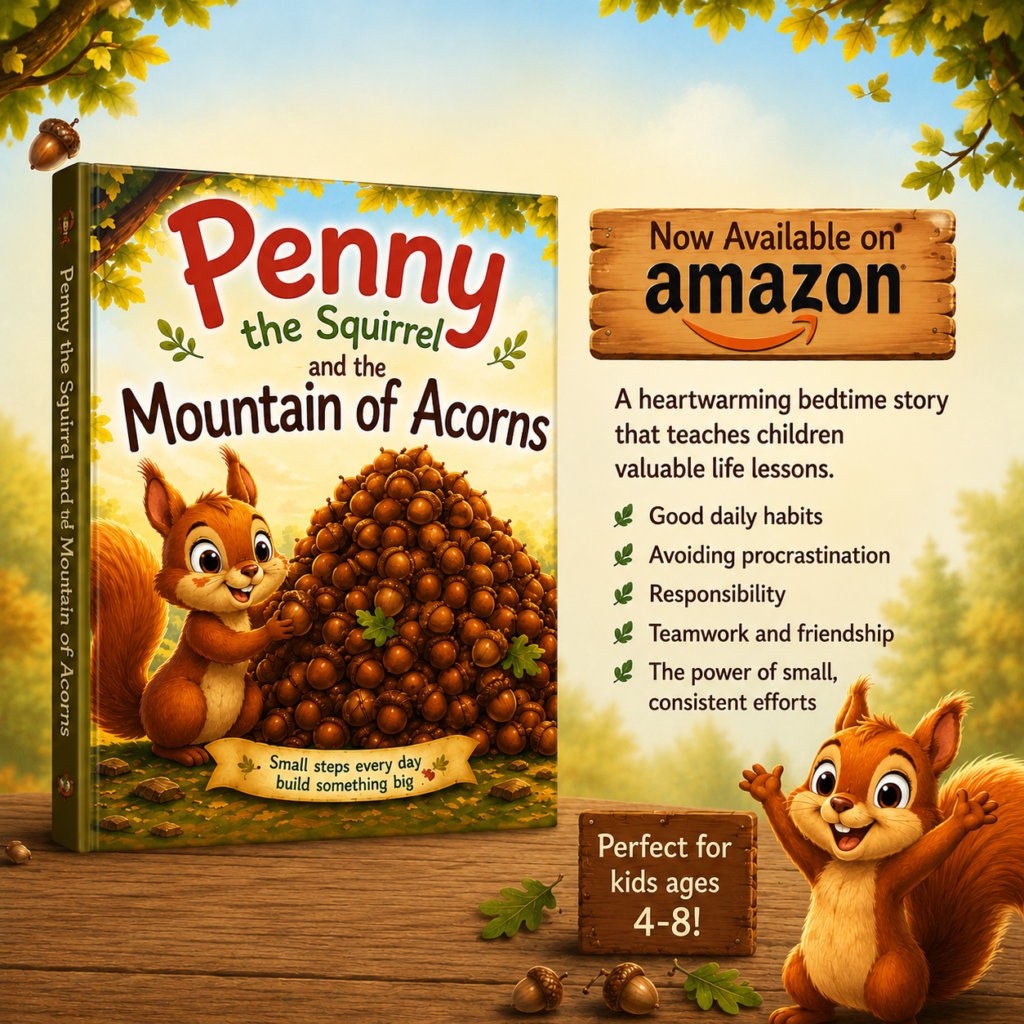Penny the Squirrel and the Mountain of Acorns
